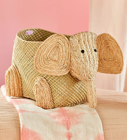 Rice Opbevaringskurv - Raffia/Søgræs - Stor Elefant - Natur Rice Opbevaringskurv - Raffia/Søgræs - Stor Elefant - Natur