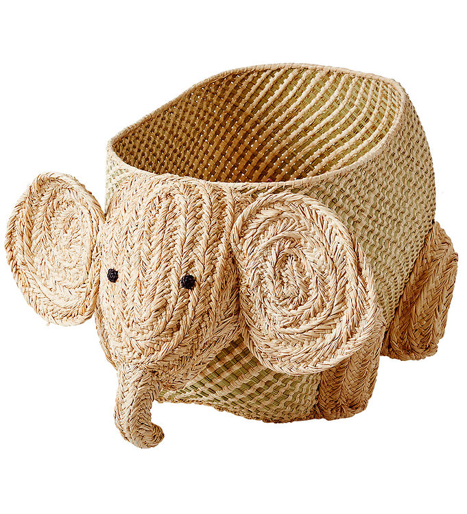 Rice Opbevaringskurv - Raffia/Søgræs - Stor Elefant - Natur