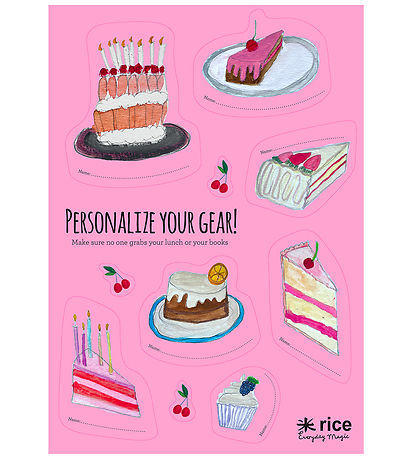 Rice Klistermærker Til Madkasse - 10 stk. - Pink/Sweet Cake