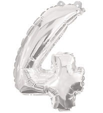 Decorata Party Foileballon - 95 cm - No 4 - Sølv Decorata Party Foileballon - 95 cm - No 4 - Sølv