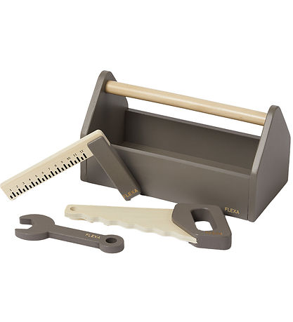 Flexa Værktøjskasse - Træ - Play - 4 Dele - Dusty Brown/Birch Pl