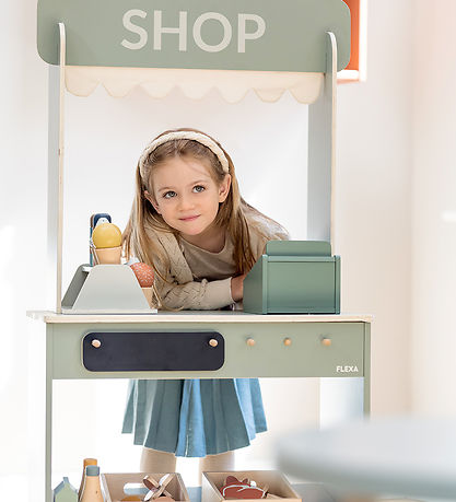 Flexa Registrierkasse - Holz - Play - Dusty Green/Birch Sperrhol