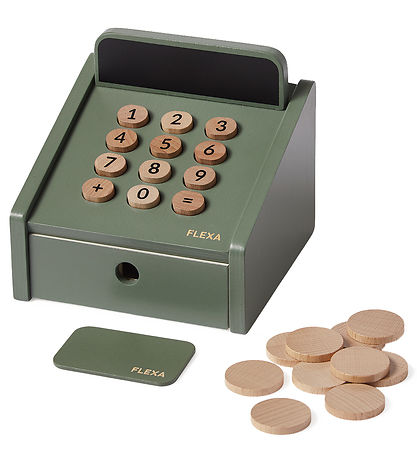 Flexa Registrierkasse - Holz - Play - Dusty Green/Birch Sperrhol