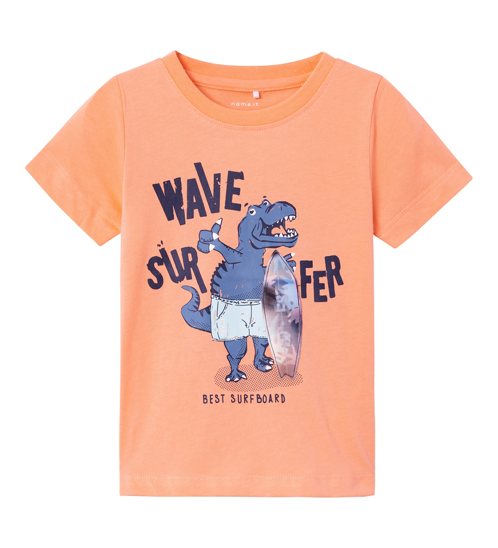Name It T-Shirt - NmmHug - Papaya Punch - Name It - 1 Jahr (80) - T-Shirts