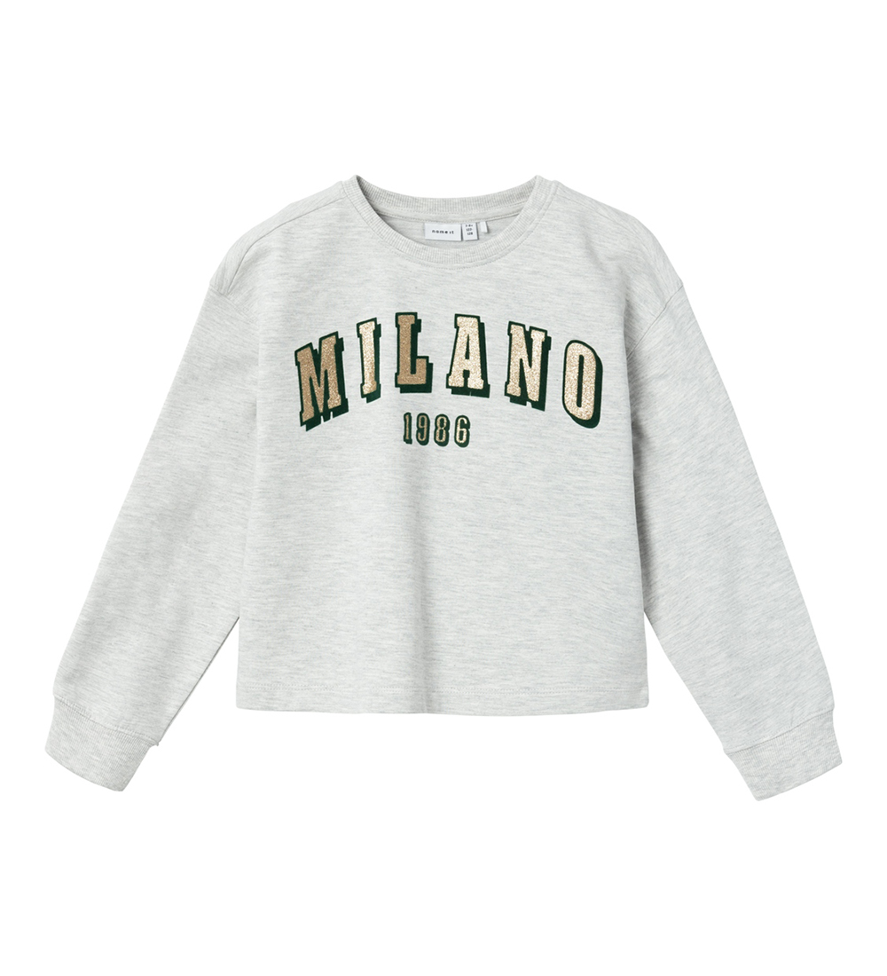 Name It Sweatshirt - Cropped - NkfLosefine - Light Grey Melange - Name It - 6 Jahre (116) - Sweatshirts