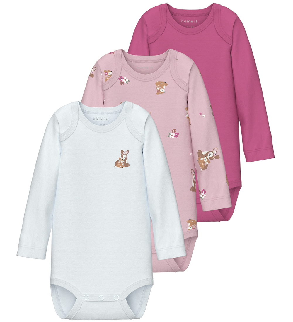 Name It Body l/ä - Noos - NbfBody - 3er-Pack - Ibis Rose - Name It - 68 - Body L/Ä