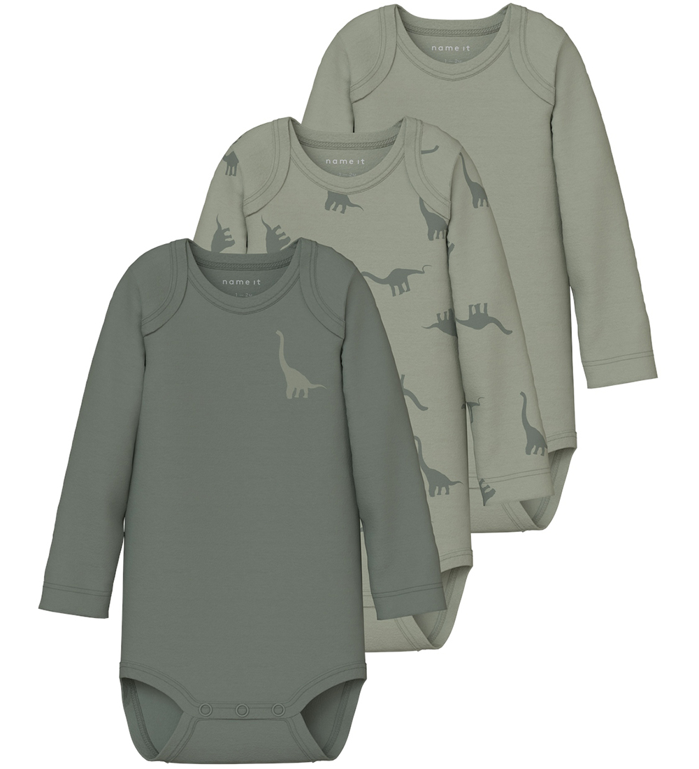 Name It Body l/ä - Noos - NbmBody - 3er-Pack - Agave Green - Name It - 74 - Body L/Ä