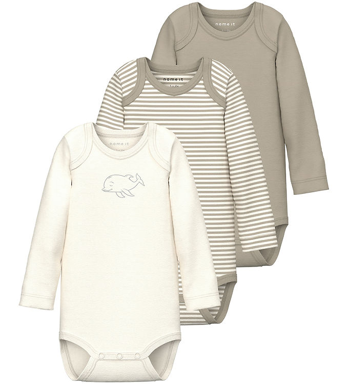 Name It NbnBody Noos Langærmet Body 3-pak - Pure Cashmere