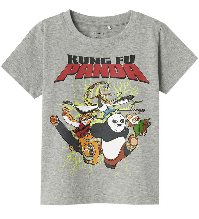 Name It Grey Melange Kong Fu Panda T-shirt - Str. 1.5y 86cm