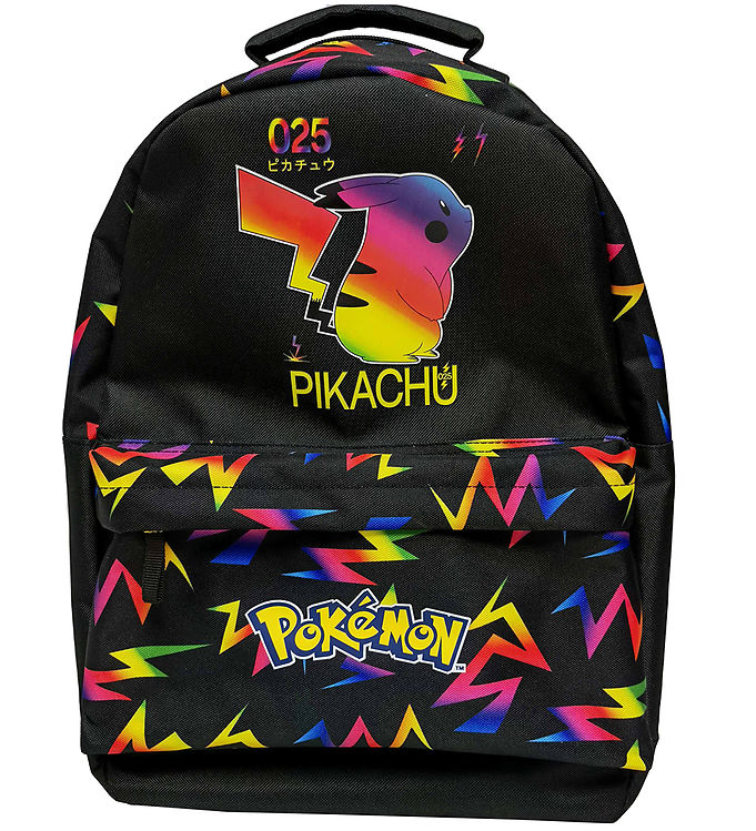 Pokémon Rygsæk - Large - 43x30x14 cm - 15L - Sort m. Neonprint