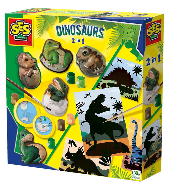 Ses Creative - Støb Og Mal Sæt Med Skrabe Billeder - Dinosaur