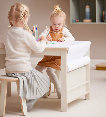 Flexa Taburet Til Tegnebord - Play - 31x32 cm - Warm Grey/Birch  Flexa Taburet Til Tegnebord - Play - 31x32 cm - Warm Grey/Birch