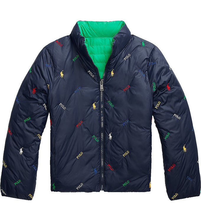 Polo Ralph Lauren Dynejakke - Vendbar - Grøn/Navy m. Logoer
