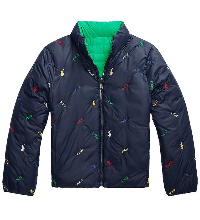 Polo Ralph Lauren Dynejakke - Vendbar - Grøn/Navy m. Logoer