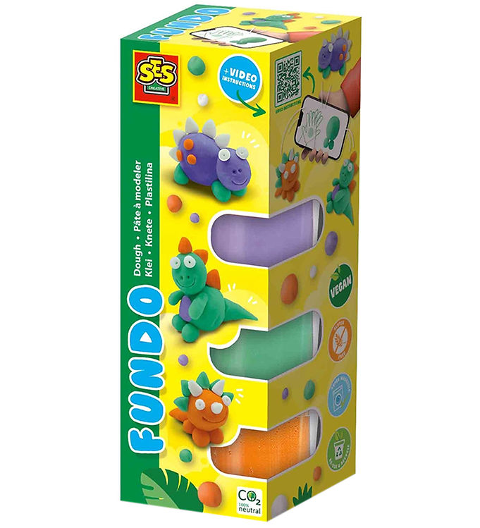 Ses Creative - Modellervoks - Fundo Dinosaurer 3x90gr 1x40gr