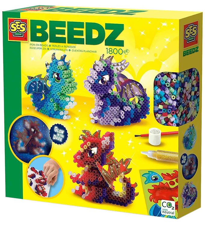 Perler Og Perleplade Sæt - 3d Drager - Ses Creative - Beedz
