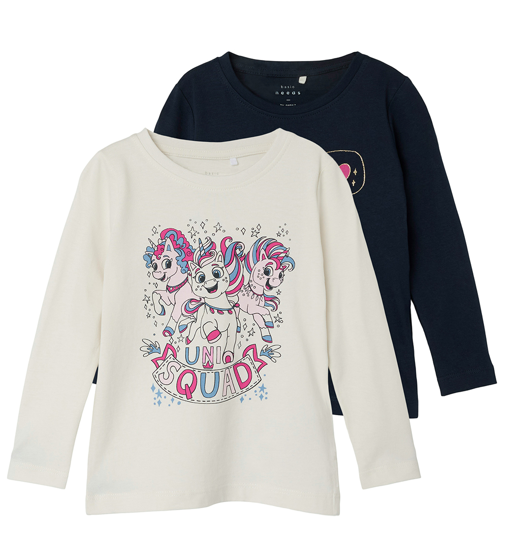 Name It Bluse - NmfVeen - 2er-Pack - Jet Stream/Dark Sapphire - Name It - 2 Jahre (92) - Blusen