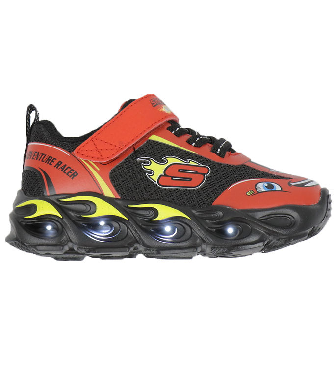 Skechers Sko m. Lys - Thermo-Flash Wheel Buddies - Rød/Sort