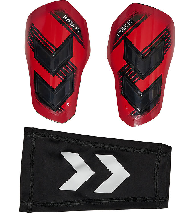Hummel Benskinner - HmlShin Guards Hyper Fit - Rød/Sort