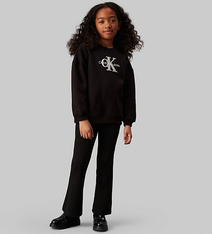 Calvin Klein Bukser - Pinstripe Flare - Ck Black