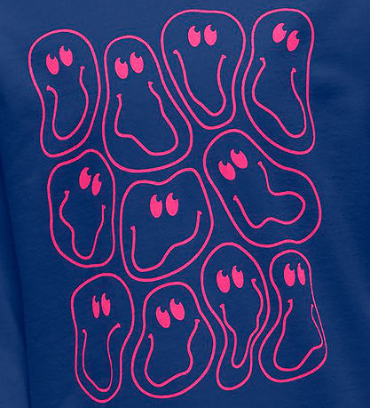 Kids Only Sweatshirt - KogLissie - Sodalite Blue/Heads/Fuchsia P Kids Only Sweatshirt - KogLissie - Sodalite Blue/Heads/Fuchsia P