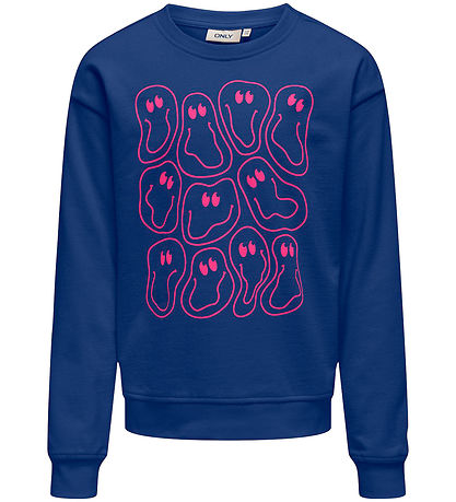 Kids Only Sweatshirt - KogLissie - Sodalite Blue/Heads/Fuchsia P Kids Only Sweatshirt - KogLissie - Sodalite Blue/Heads/Fuchsia P
