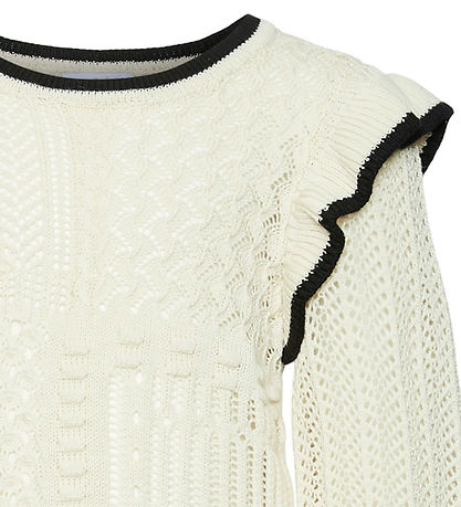 Vero Moda Girl Bluse - Strik - VmMadelyn - Birch/W. Black Vero Moda Girl Bluse - Strik - VmMadelyn - Birch/W. Black