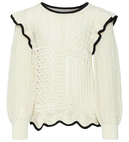 Vero Moda Girl Bluse - Strik - VmMadelyn - Birch/W. Black Vero Moda Girl Bluse - Strik - VmMadelyn - Birch/W. Black