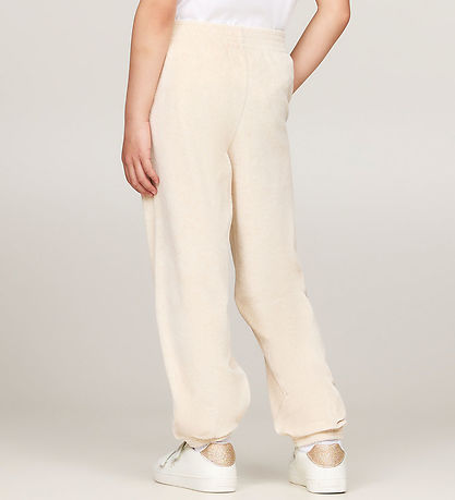 Tommy Hilfiger Velourbukser - Script - Heathered Oat Tommy Hilfiger Velourbukser - Script - Heathered Oat