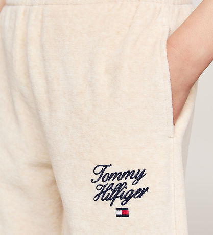 Tommy Hilfiger Velourbukser - Script - Heathered Oat Tommy Hilfiger Velourbukser - Script - Heathered Oat