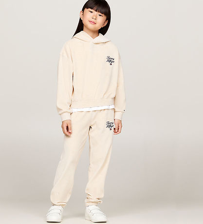 Tommy Hilfiger Velourbukser - Script - Heathered Oat Tommy Hilfiger Velourbukser - Script - Heathered Oat