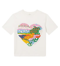 Stella McCartney Kids T-shirt - Ivory m. Hjerte Stella McCartney Kids T-shirt - Ivory m. Hjerte