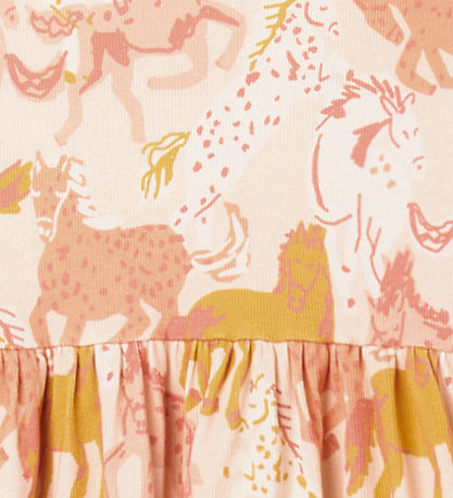 Stella McCartney Kids Kjole - Rib - Rosa/Orange m. Heste