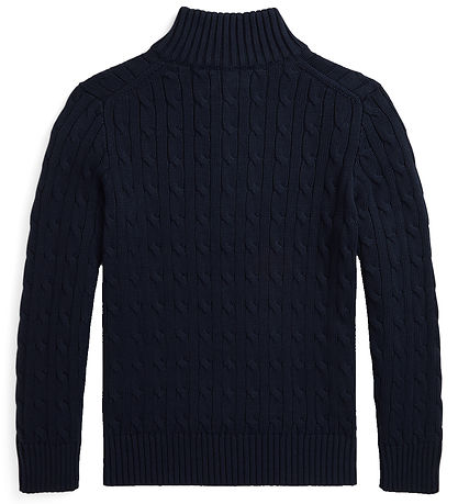 Polo Ralph Lauren Bluse m. Lynlås - Strik - Navy Polo Ralph Lauren Bluse m. Lynlås - Strik - Navy