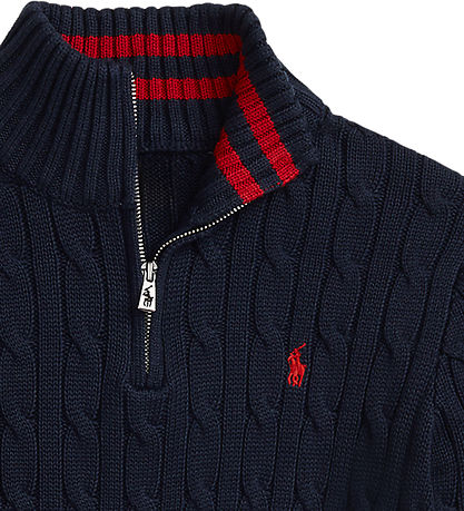 Polo Ralph Lauren Bluse m. Lynlås - Strik - Navy Polo Ralph Lauren Bluse m. Lynlås - Strik - Navy