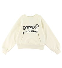 Emporio Armani Sweatshirt  - Cropped - Vanilla Ice m. Sort Emporio Armani Sweatshirt  - Cropped - Vanilla Ice m. Sort