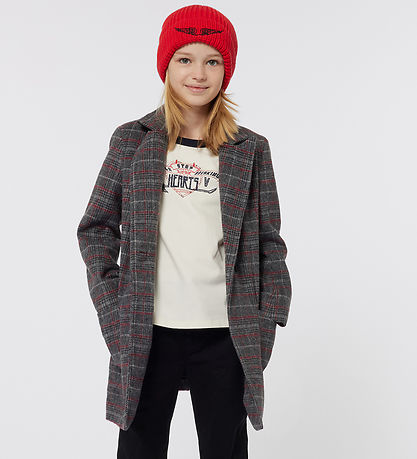 Zadig & Voltaire Frakke - Akryl/Uld - Gråternet m. Rød Zadig & Voltaire Frakke - Akryl/Uld - Gråternet m. Rød