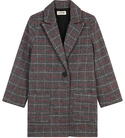 Zadig & Voltaire Frakke - Akryl/Uld - Gråternet m. Rød Zadig & Voltaire Frakke - Akryl/Uld - Gråternet m. Rød