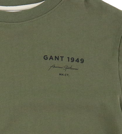GANT T-Shirt - Grafikschriftzug - Juniper Green