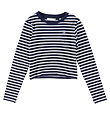 Gant Bluse - Cropped - Rib - Evening Blue/Hvidstribet