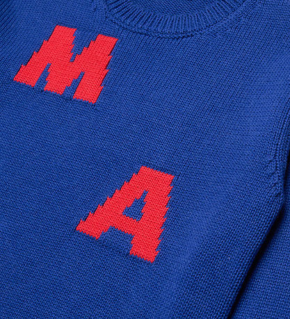 Marni Bluse - Bomuld/Uld - True Blue m. Rød