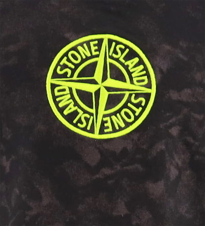 Stone Island T-shirt - Sortmeleret/Gul m. Logo Stone Island T-shirt - Sortmeleret/Gul m. Logo