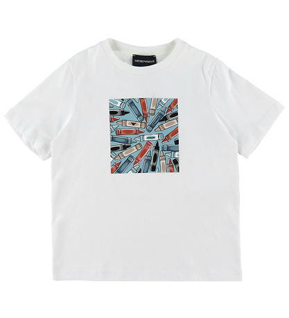 Emporio Armani T-shirt - Hvid m. Farver Emporio Armani T-shirt - Hvid m. Farver