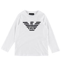 Emporio Armani Bluse - Hvid/Navy m. Logo Emporio Armani Bluse - Hvid/Navy m. Logo