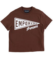 Emporio Armani T-shirt - Chicory Coffee/Hvid Emporio Armani T-shirt - Chicory Coffee/Hvid