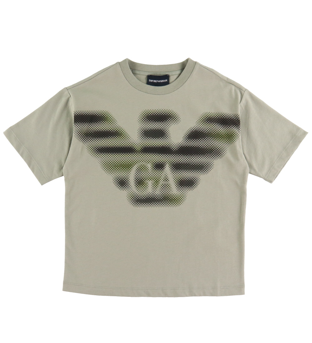 Emporio Armani T-Shirt - Dried Sage/Schwarz m. Logo - Emporio Armani - 6 Jahre (116) - T-Shirts