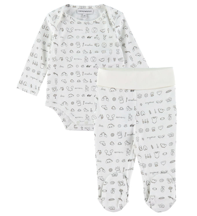 Emporio Armani Buker/Body l/æ - Hvid/Beige m. Print