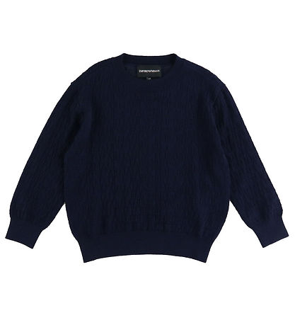 Emporio Armani Bluse - Akryl/Uld - Navy m. Logoer