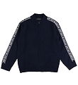 Emporio Armani Cardigan - Akryl/Uld - Navy m. Logostriber Emporio Armani Cardigan - Akryl/Uld - Navy m. Logostriber