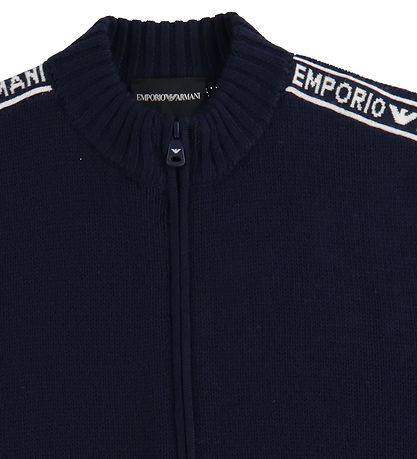 Emporio Armani Cardigan - Akryl/Uld - Navy m. Logostriber
